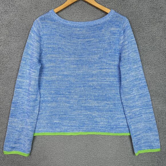 Lilly Pulitzer Zaylia Sweater Women’s Large | Blue Marl with Green Trim - Picture 9 of 10